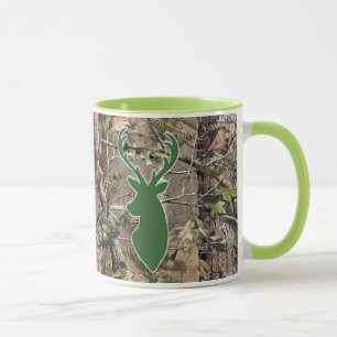Caneca Cabeça dos cervos do verde do camo da floresta