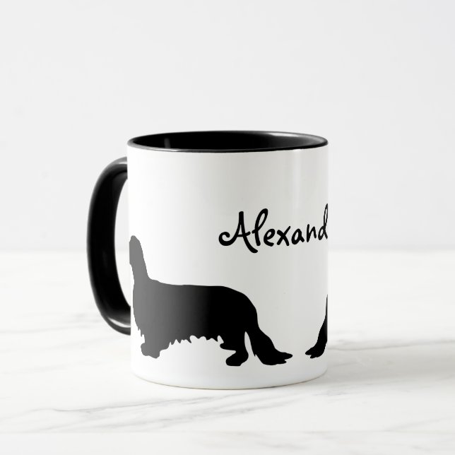 Caneca Cabelo Longo Dachshund - Silhouette 1 (Frente Esquerda)