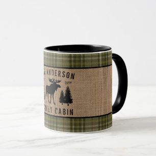 Caneca Cabina da família russa Moose Pine Verde Xadrez 2