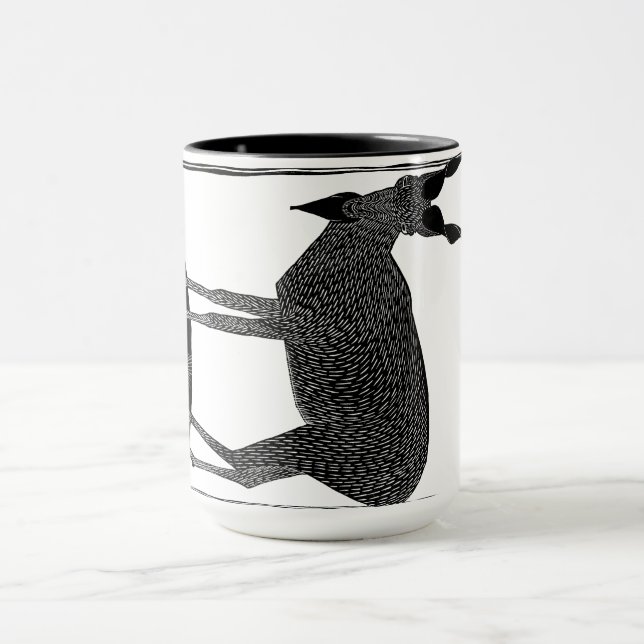 Caneca Cabra assustadora quando você bebe café! Abstrato (Centro)