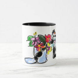 Caneca Cabra e flores