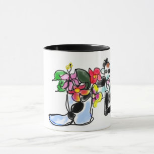 Caneca Cabra e flores 