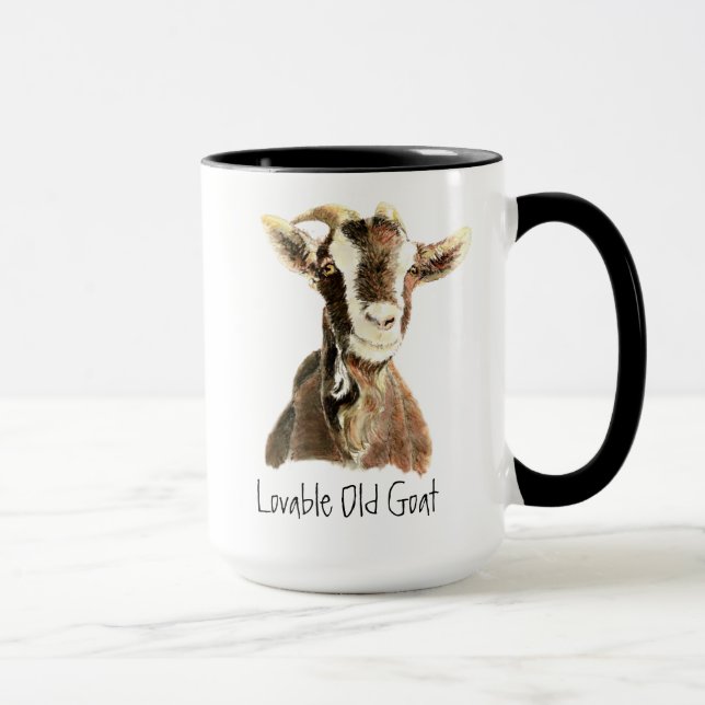 Caneca Cabra Velha Adorável e Engraçada, Animal, P (Direita)