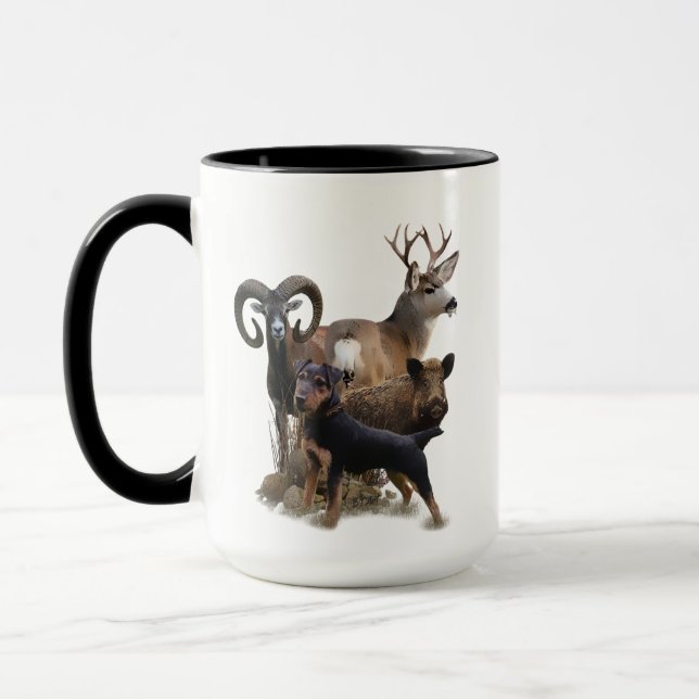 Caneca Caça Alemã Terrier, O Jagdterrier, Arte (Esquerda)