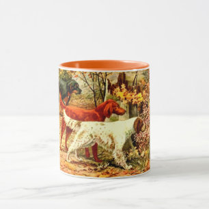 Caneca Caça ao cão-setter irlandês no outono