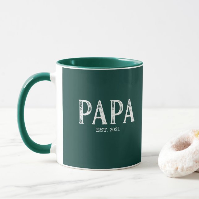 Caneca Caça Verde Ano de Fundação do Papai (Com Donut)