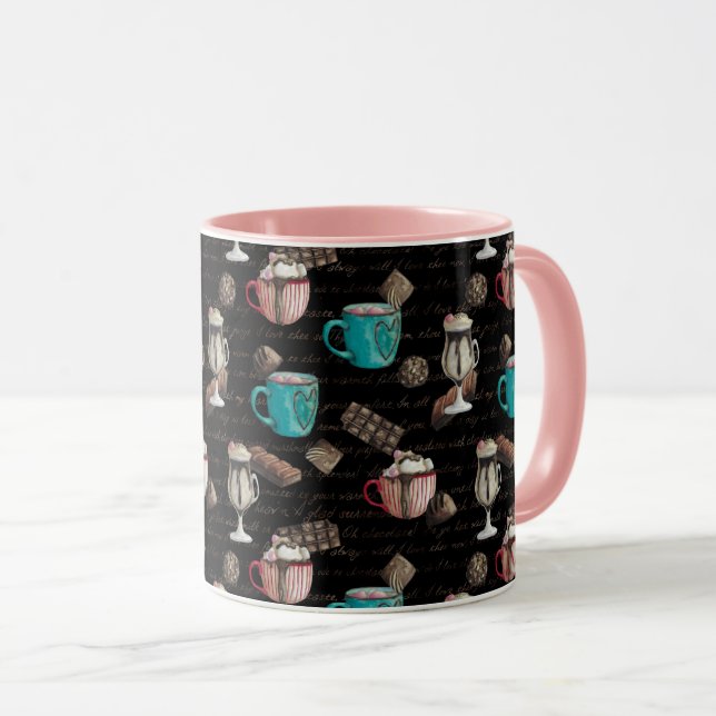 Caneca Cacau marshmallow chocolate quente, chocolate doce (Frente Esquerda)