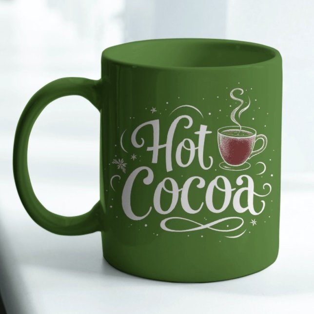 Caneca Cacau-quente Elegante White Script Cote Quente (Criador carregado)