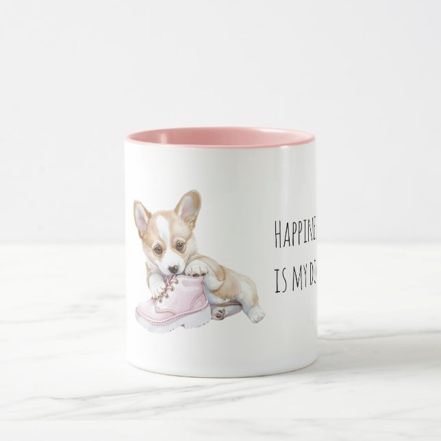 Caneca Cachorrinho de Creme Branco Sapato Rosa (Centro)