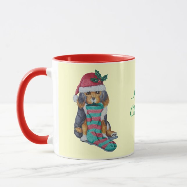 Caneca cachorrinho preto e marrom bonitinho vestido de na (Esquerda)