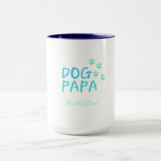 Caneca Cachorro Azul Moderno Papá Mug (Centro)