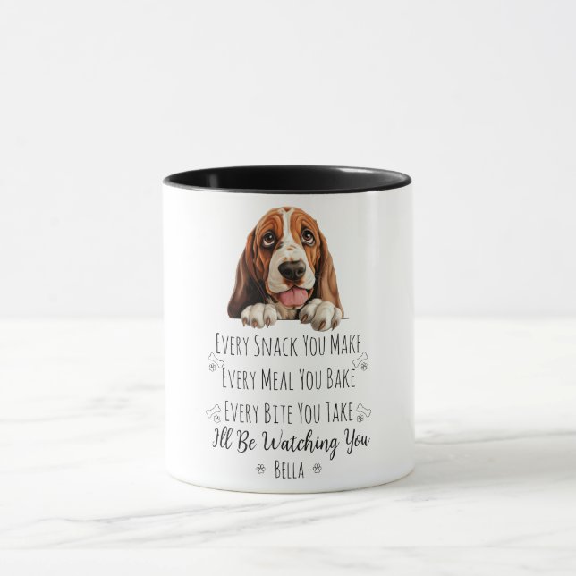 Caneca Cachorro Basset Hound Fofo Personalizado Divertido (Centro)