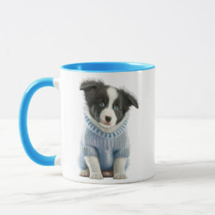 Caneca Cachorro Bonito com Jaqueta Azul e Engraçado "Sent