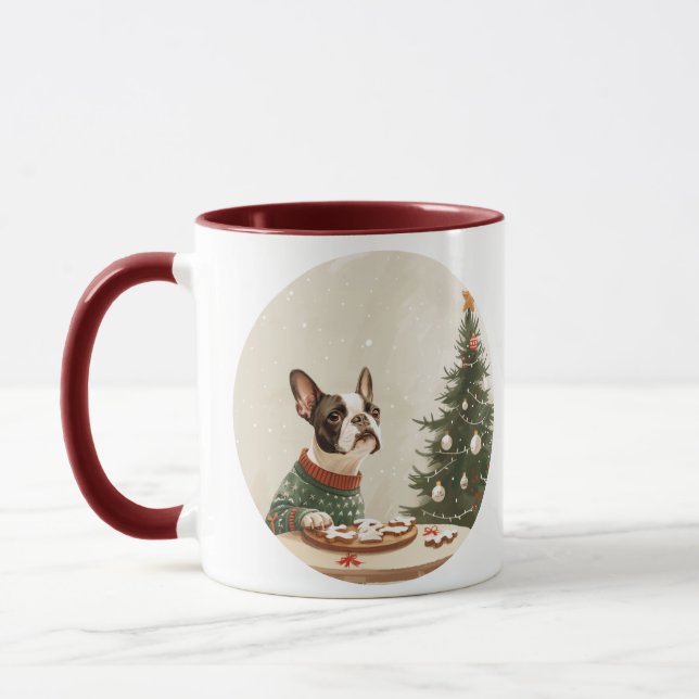 Caneca Cachorro Boston Terrier Natal (Esquerda)