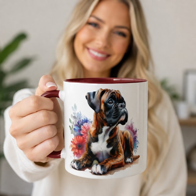 Caneca Cachorro Boxer em Flor (Criador carregado)