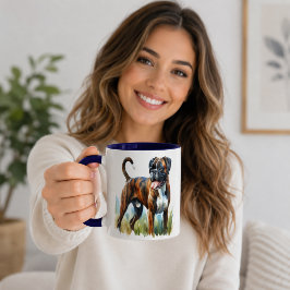 Caneca Cachorro Boxer Marrom Água-forte 