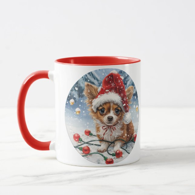 Caneca Cachorro Chihuahua Natal Papai Noel (Esquerda)