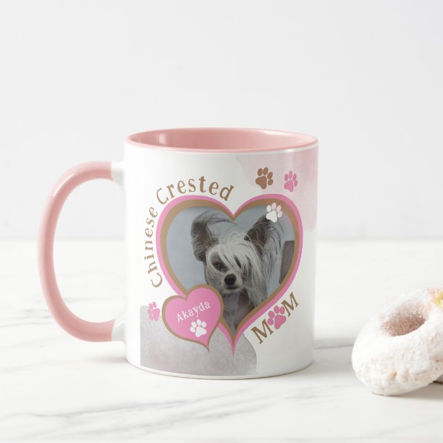 Caneca Cachorro Chinês, Mãe, Foto Personalizada Mug (Com Donut)