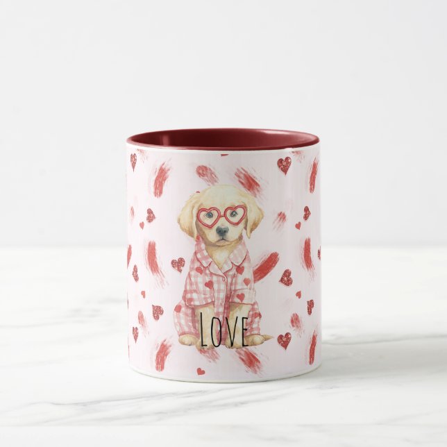 Caneca Cachorro com Óculos de Coração Brilho Corações de  (Centro)