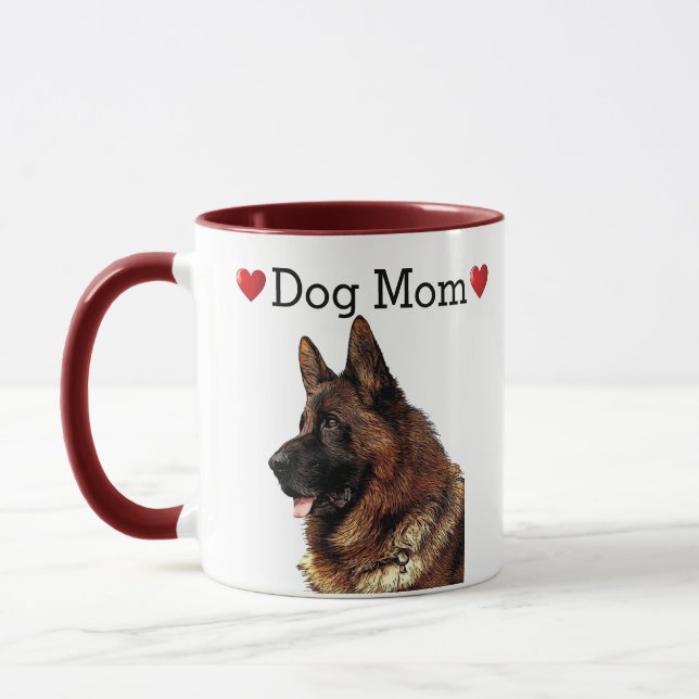 Caneca Cachorro Coração German shepherd Bonito Mãe Cachor (Esquerda)