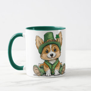 Caneca Cachorro Corgi do Dia de Patrick