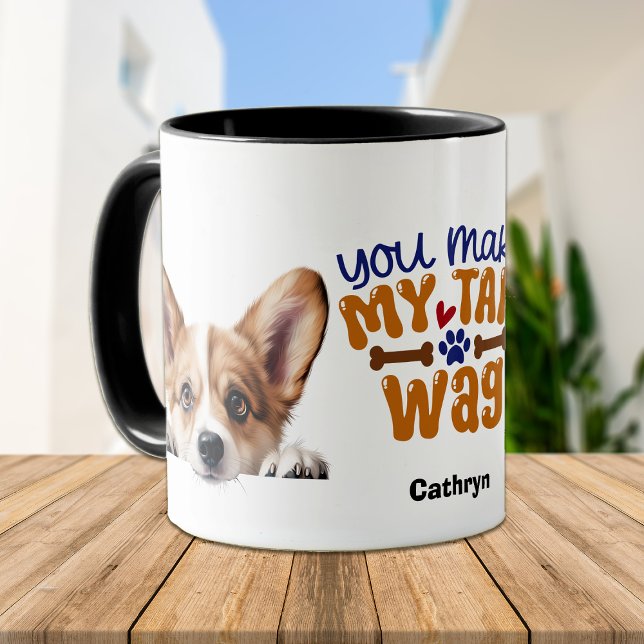 Caneca Cachorro Corgi Você Faz Minha Cauda (Criador carregado)