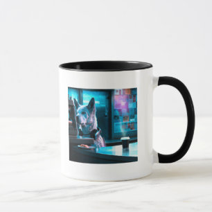 Caneca Cachorro Cyberpunk no Compro Café #2 Gerado AI