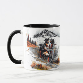Caneca Cachorro Da Montanha Bernese Fazendo Bicicleta Nas