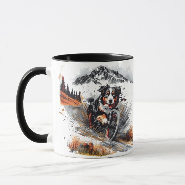 Caneca Cachorro Da Montanha Bernese Fazendo Bicicleta Nas (Esquerda)
