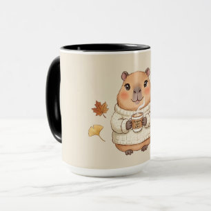 Caneca Cachorro d'água Kawaii de Outono Aconchegante com