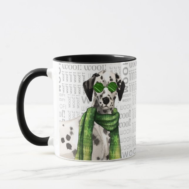 Caneca Cachorro Dalmaciano de Natal na moda (Esquerda)