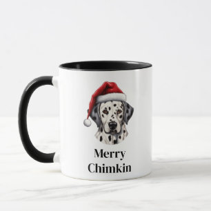 Caneca Cachorro dálmata com chapéu de Papai Noel Natal