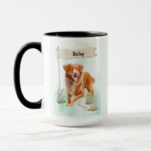 Caneca Cachorro de Aquarela Retriever de Pato da Nova Esc