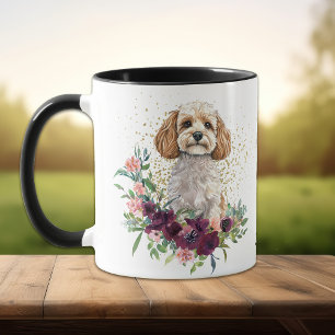 Caneca Cachorro de Buquê Floral Crimson