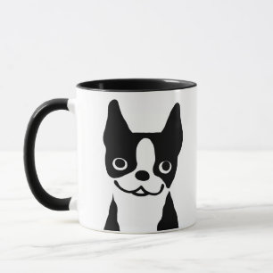 Caneca Cachorro de Cartoon, branco e preto, em Boston