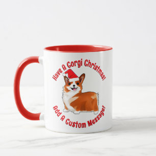 Caneca Cachorro De Corgi De Natal Com Papai Noel