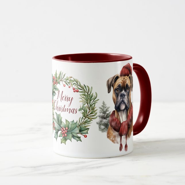 Caneca Cachorro de Feliz Bonita Cachorro de Natal (Frente Esquerda)