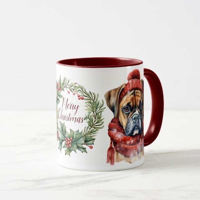 Caneca Cachorro de Feliz Bonita Cachorro de Natal (Frente Esquerda)