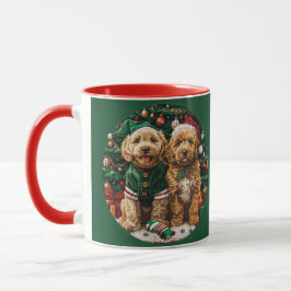 Caneca Cachorro de Goldendoodle de Natal