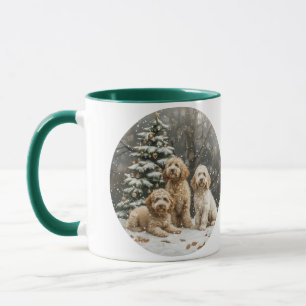 Caneca Cachorro de Goldendoodle de Natal