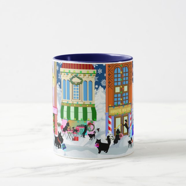 Caneca Cachorro de Natal e Gato Comprando Mug (Centro)