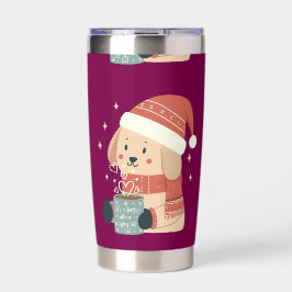 Caneca Cachorro de Natal Gorro Écharpe Pastel - A 