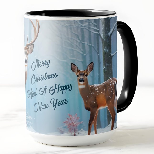 Caneca Cachorro De Natal Personalizado Em Uma Floresta Ne (Criador carregado)