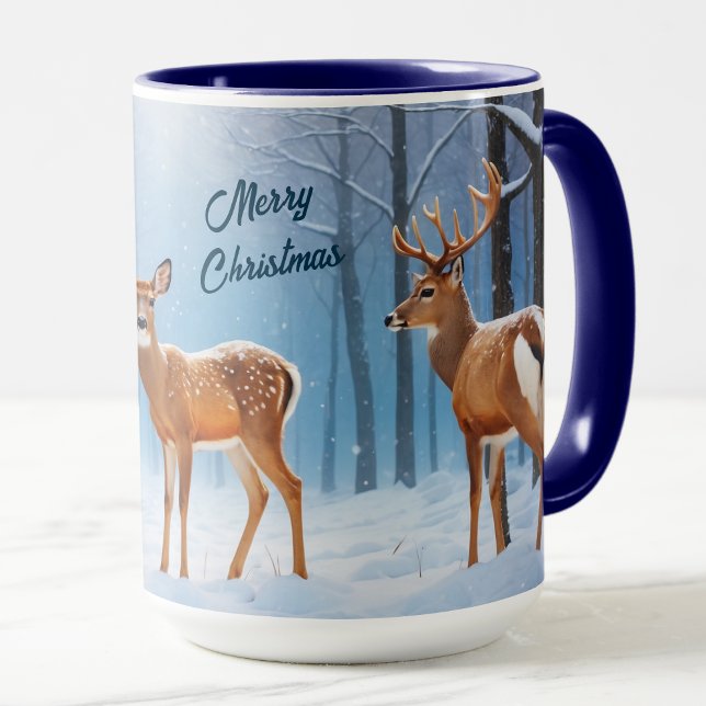 Caneca Cachorro De Natal Personalizado Em Uma Floresta Ne (Criador carregado)