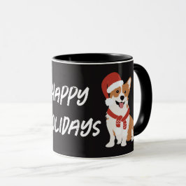 Caneca Cachorro de Natal personalizado moderno aquarela