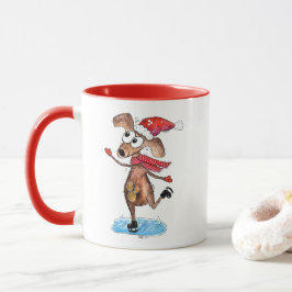 Caneca Cachorro de Natal Whimsso em Skates de gelo