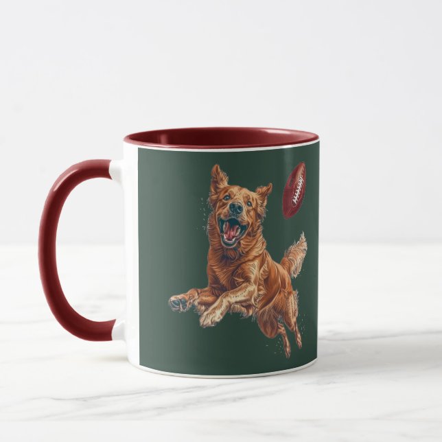 Caneca Cachorro de Ouro Bonito Jogando Futebol (Esquerda)