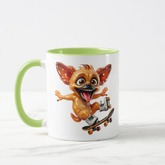 Caneca Cachorro de Skate Cartoon Cachorrinho Laranja Bril