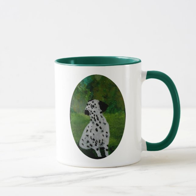 Caneca Cachorro de um Dalmático pintado em jardim (Direita)