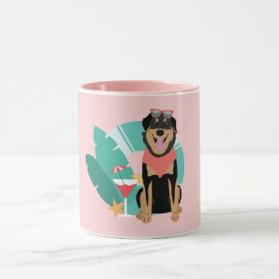 Caneca Cachorro De Verão Bonito Com Óculos De Sol